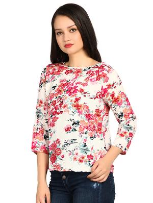 boat neck floral top - 15614651 - Standard Image - 2