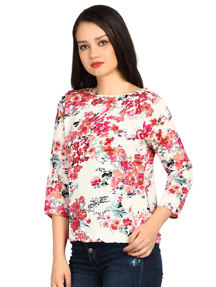 boat neck floral top - 15614651 - Zoom Image - 2
