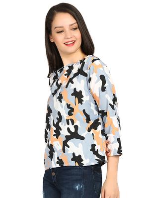 boat neck camouflage print top - 15614652 - Standard Image - 2