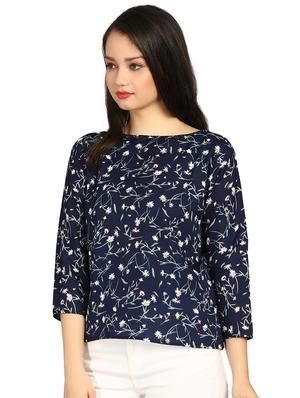 boat neck floral top - 15614653 - Standard Image - 2