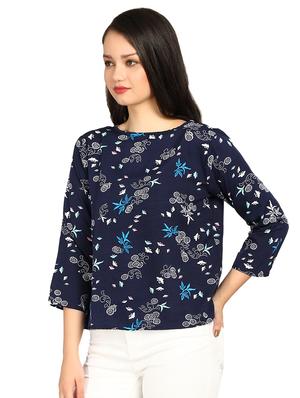 boat neck ditsy floral top - 15614654 - Standard Image - 2