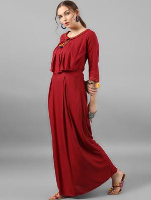 Rust a-line dress with tassels - 15614659 - Standard Image - 2