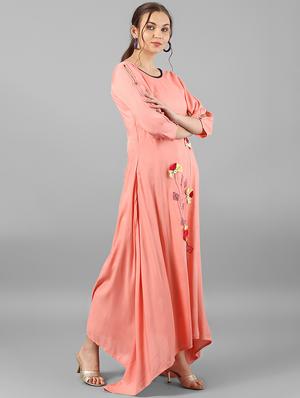 peach assymetric dress - 15614666 - Standard Image - 2