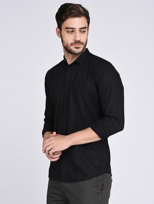 black cotton casual shirt - 15614738 - Standard Image - 2