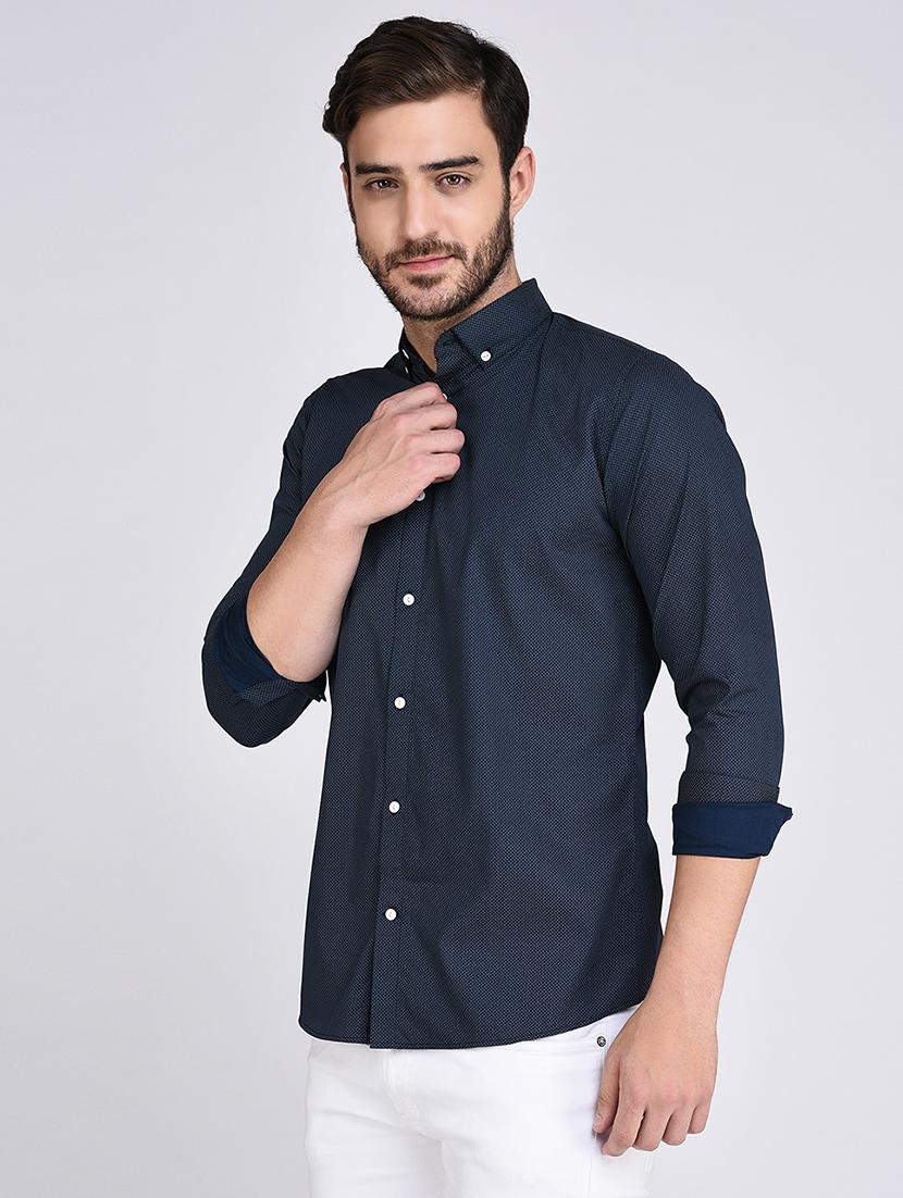 navy blue cotton casual shirt - 15614740 - Zoom Image - 2