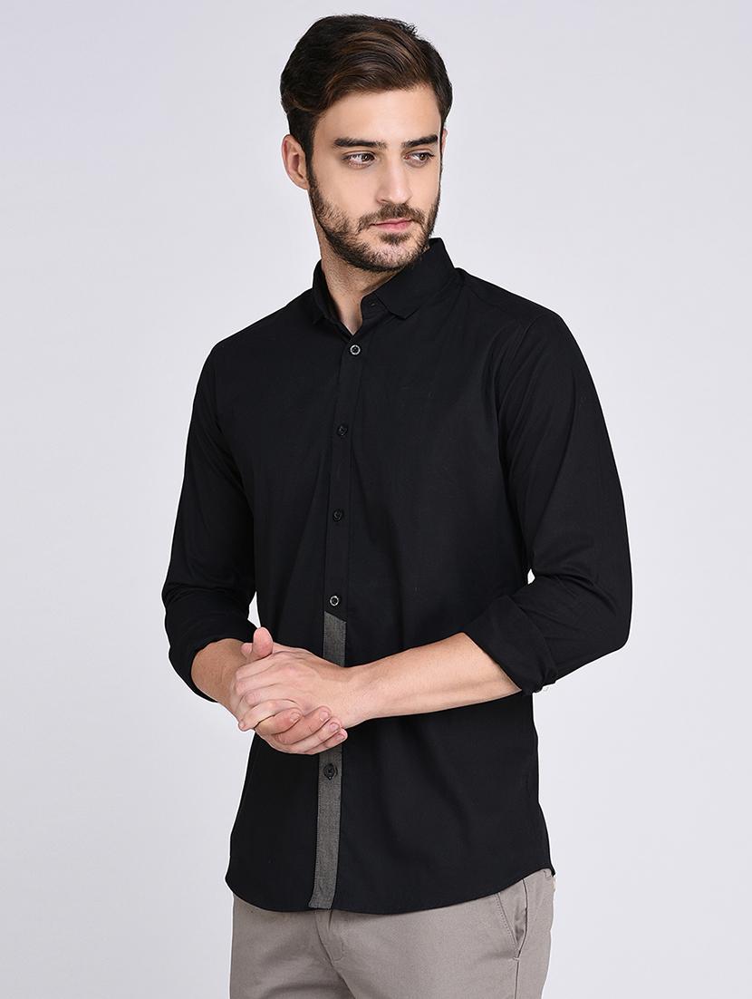 black cotton casual shirt - 15614742 - Zoom Image - 2