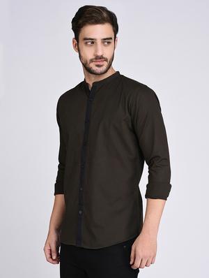 green cotton casual shirt - 15614744 - Standard Image - 2