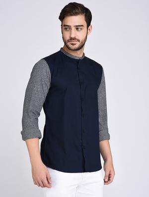 blue cotton casual shirt - 15614745 - Standard Image - 2