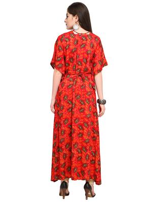 Printed a-line kurta with drawstring - 15614830 - Standard Image - 2