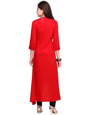 Bright red High low kurta - 15614831 - Standard Image - 2