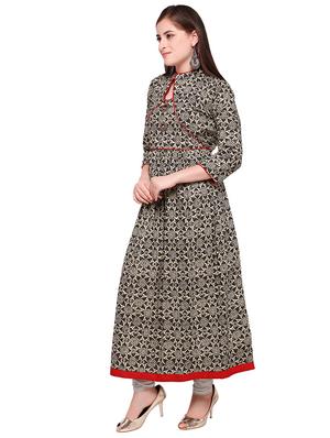 Flared printed key hole kurta - 15614840 - Standard Image - 2