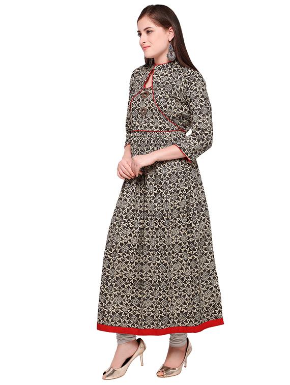 Flared printed key hole kurta - 15614840 - Zoom Image - 2