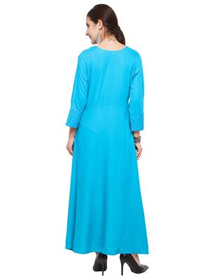 sky blue asymmetric kurta - 15614870 - Standard Image - 2