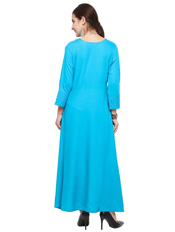 sky blue asymmetric kurta - 15614870 - Zoom Image - 2