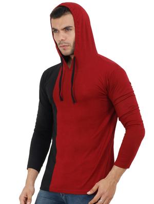 maroon cotton color block tshirt - 15615274 - Standard Image - 2