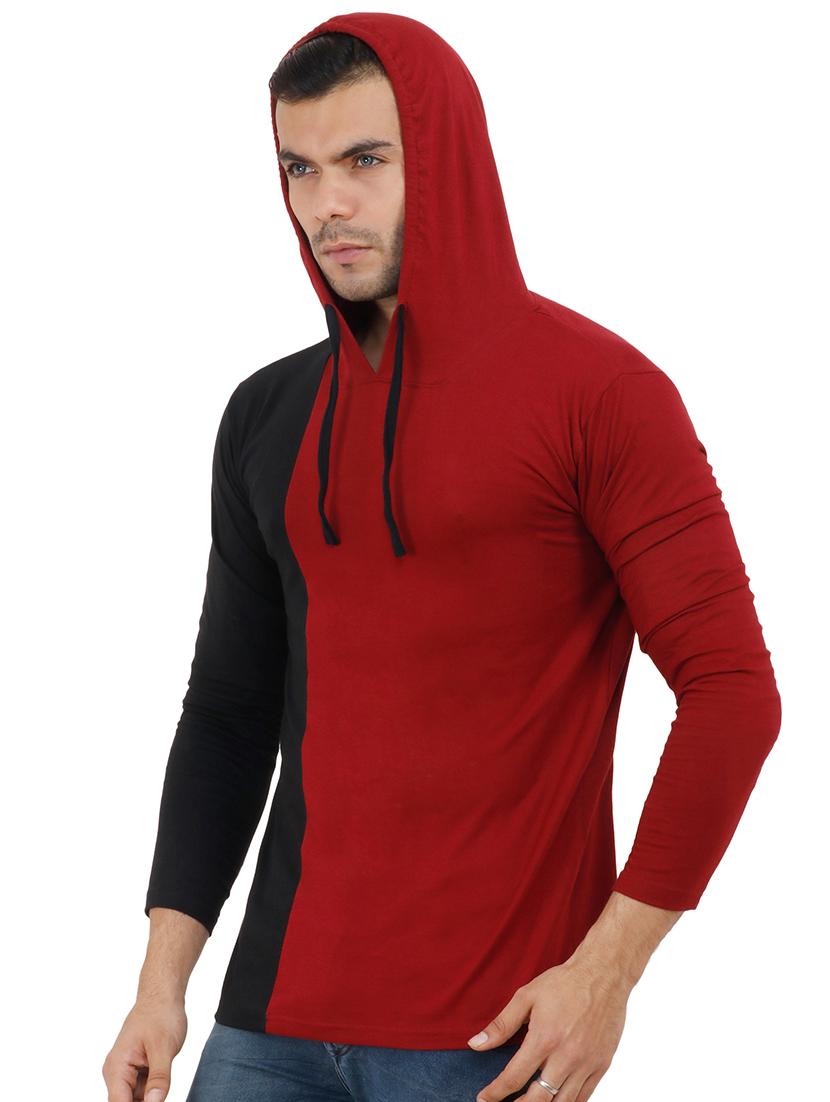 maroon cotton color block tshirt - 15615274 - Zoom Image - 2