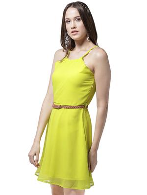 halter neck belted fit and flare dress - 15615397 - Standard Image - 2