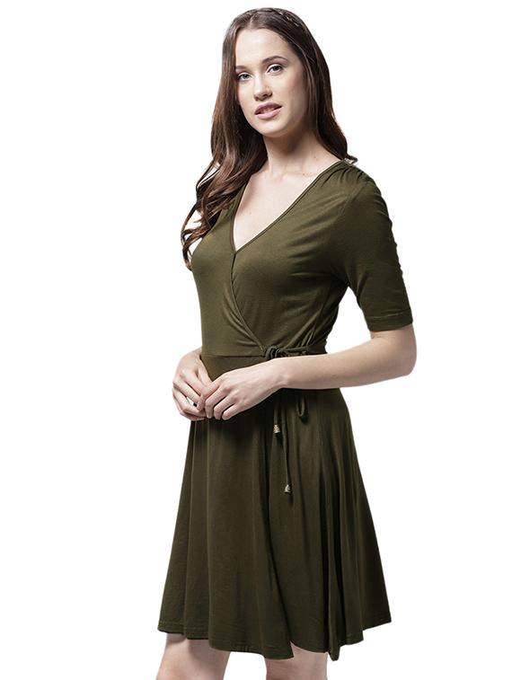 knot detail front overlap dress - 15615402 - Zoom Image - 2