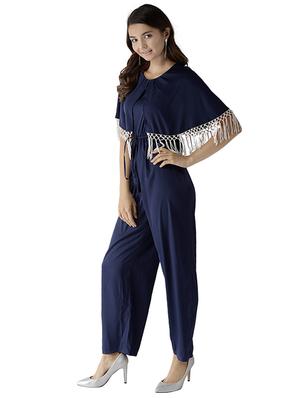 drawstring waist fringed hem overlay jumpsuit - 15615423 - Standard Image - 2