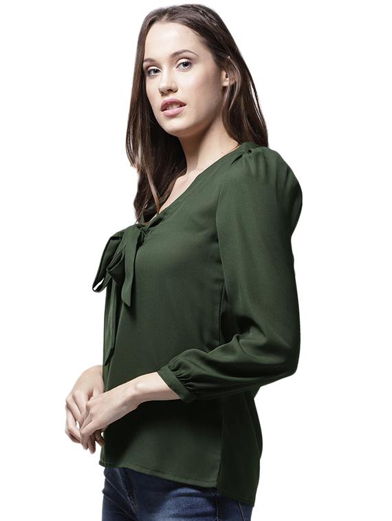 gather detail tie up neck top - 15615429 - Zoom Image - 2