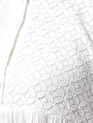 lace yoke gather detail asymmetric top - 15615431 - Standard Image - 5