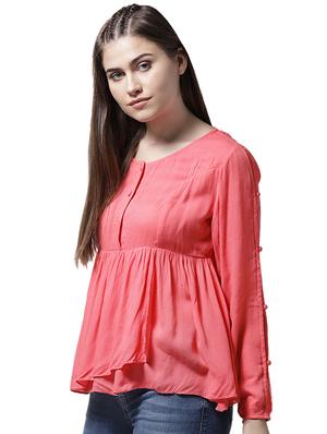 button closure sleeve gathered top - 15615435 - Standard Image - 2