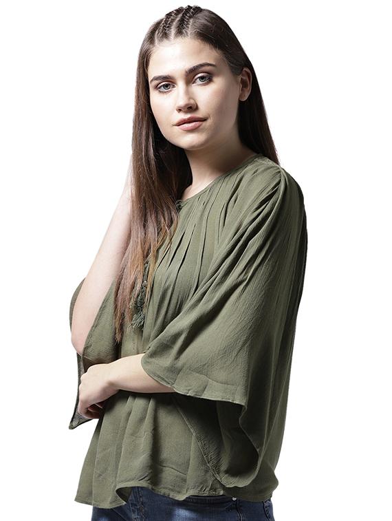 lace yoke pintuck detail top - 15615438 - Zoom Image - 2