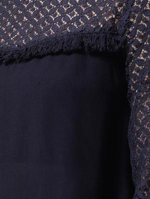 fringe detail lace paneled top - 15615439 - Standard Image - 5