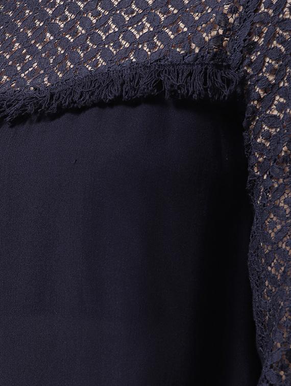 fringe detail lace paneled top - 15615439 - Zoom Image - 5