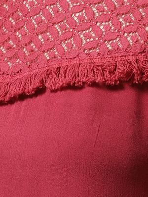 fringe detail lace paneled top - 15615440 - Standard Image - 5