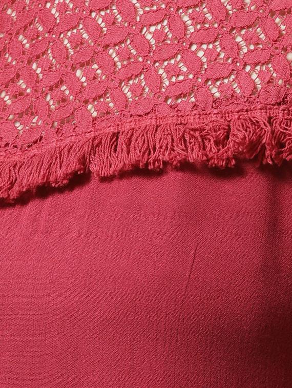 fringe detail lace paneled top - 15615440 - Zoom Image - 5