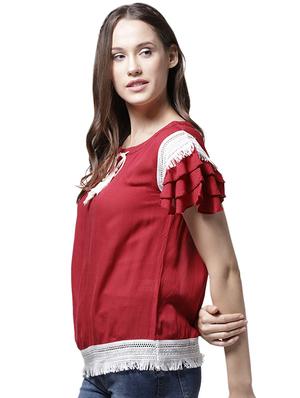 fringed lace detail top - 15615448 - Standard Image - 2