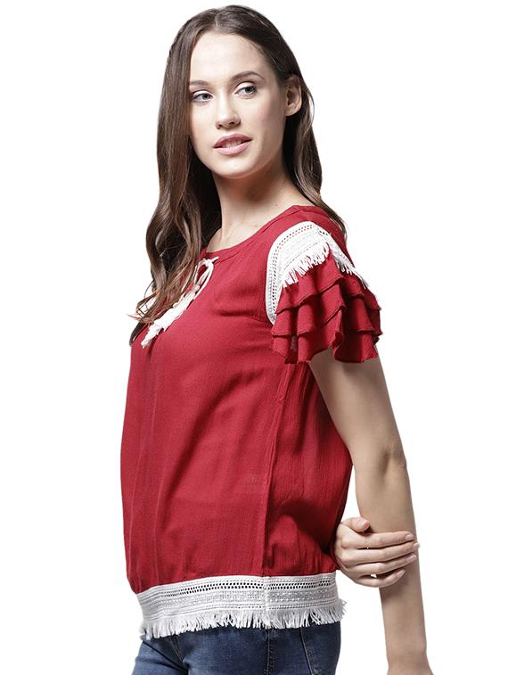 fringed lace detail top - 15615448 - Zoom Image - 2