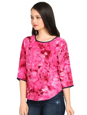 piping detail tie and dye top - 15615543 - Standard Image - 2