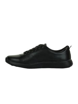 black leatherette lace up sneakers - 15615567 - Standard Image - 2