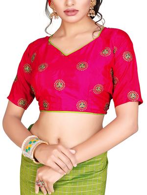 checkered woven saree with blouse - 15615578 - Standard Image - 2