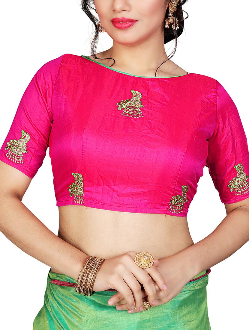 conversational green embroidered saree with blouse - 15615584 - Zoom Image - 2