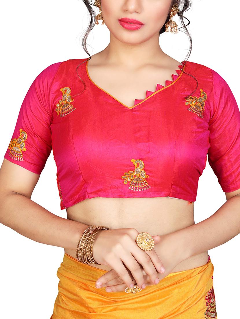conversational mustard embroidered saree with blouse - 15615585 - Zoom Image - 2