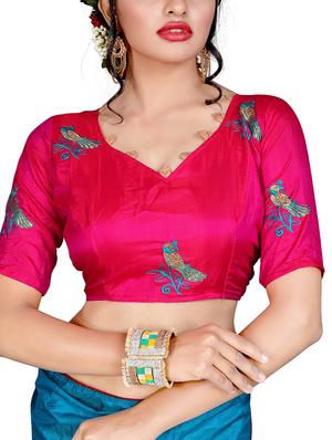 conversational blue embroidered saree with blouse - 15615589 - Standard Image - 2