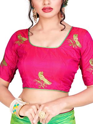 conversational green embroidered saree with blouse - 15615590 - Standard Image - 2