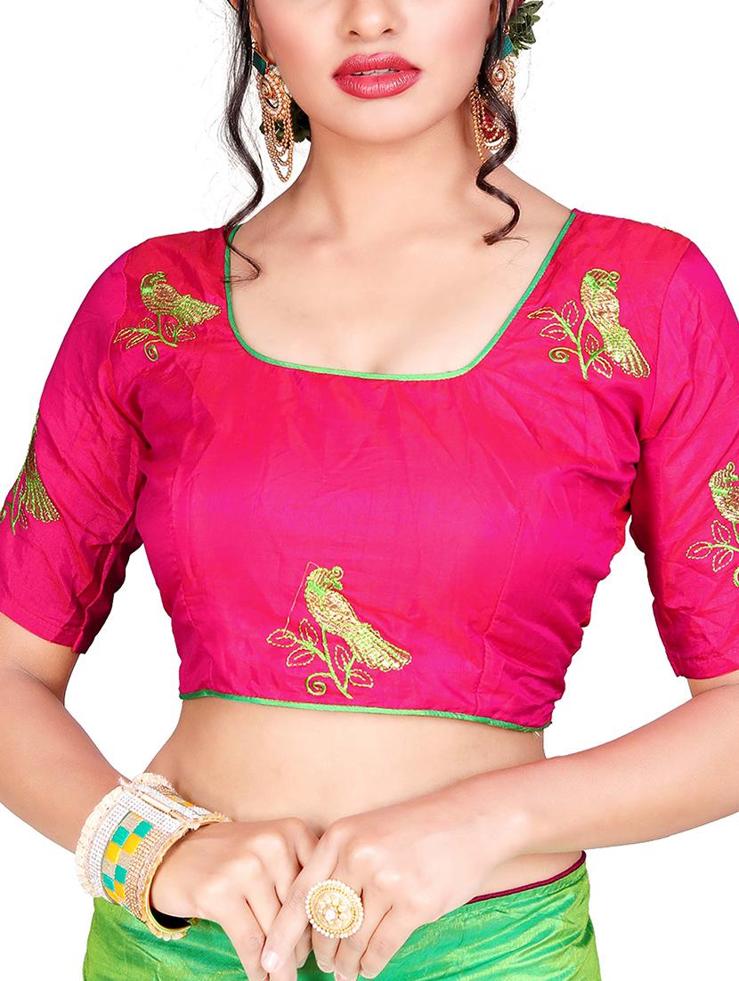 conversational green embroidered saree with blouse - 15615590 - Zoom Image - 2