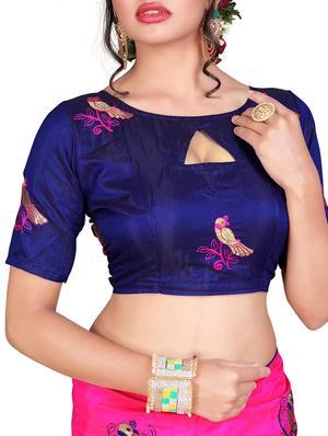 conversational pink embroidered saree with blouse - 15615592 - Standard Image - 2