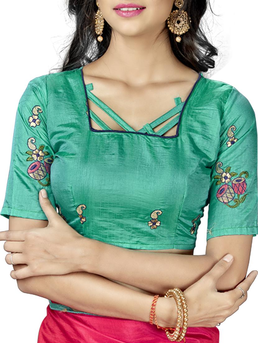 conversational pink embroidered saree with blouse - 15615599 - Zoom Image - 2