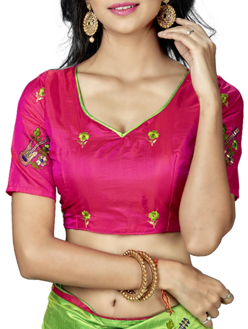 conversational green embroidered saree with blouse - 15615602 - Zoom Image - 2