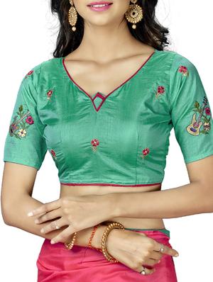 conversational pink embroidered saree with blouse - 15615604 - Standard Image - 2