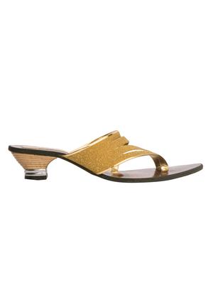 gold slip on sandals - 15615674 - Standard Image - 2
