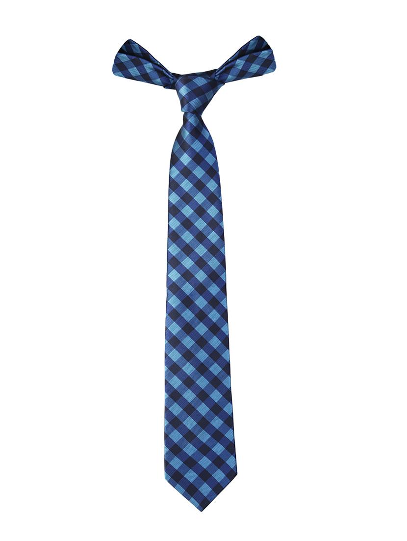 blue micro fiber tie with cufflink and pocket square - 15615751 - Zoom Image - 2