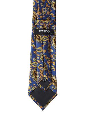 blue microfiber tie with cufflink and pocket square - 15615762 - Standard Image - 2