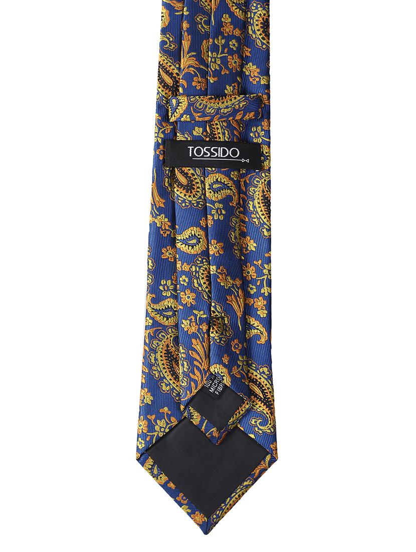 blue microfiber tie with cufflink and pocket square - 15615762 - Zoom Image - 2