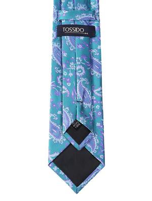 blue micro fiber tie with pocket square and cufflinks - 15615764 - Standard Image - 2